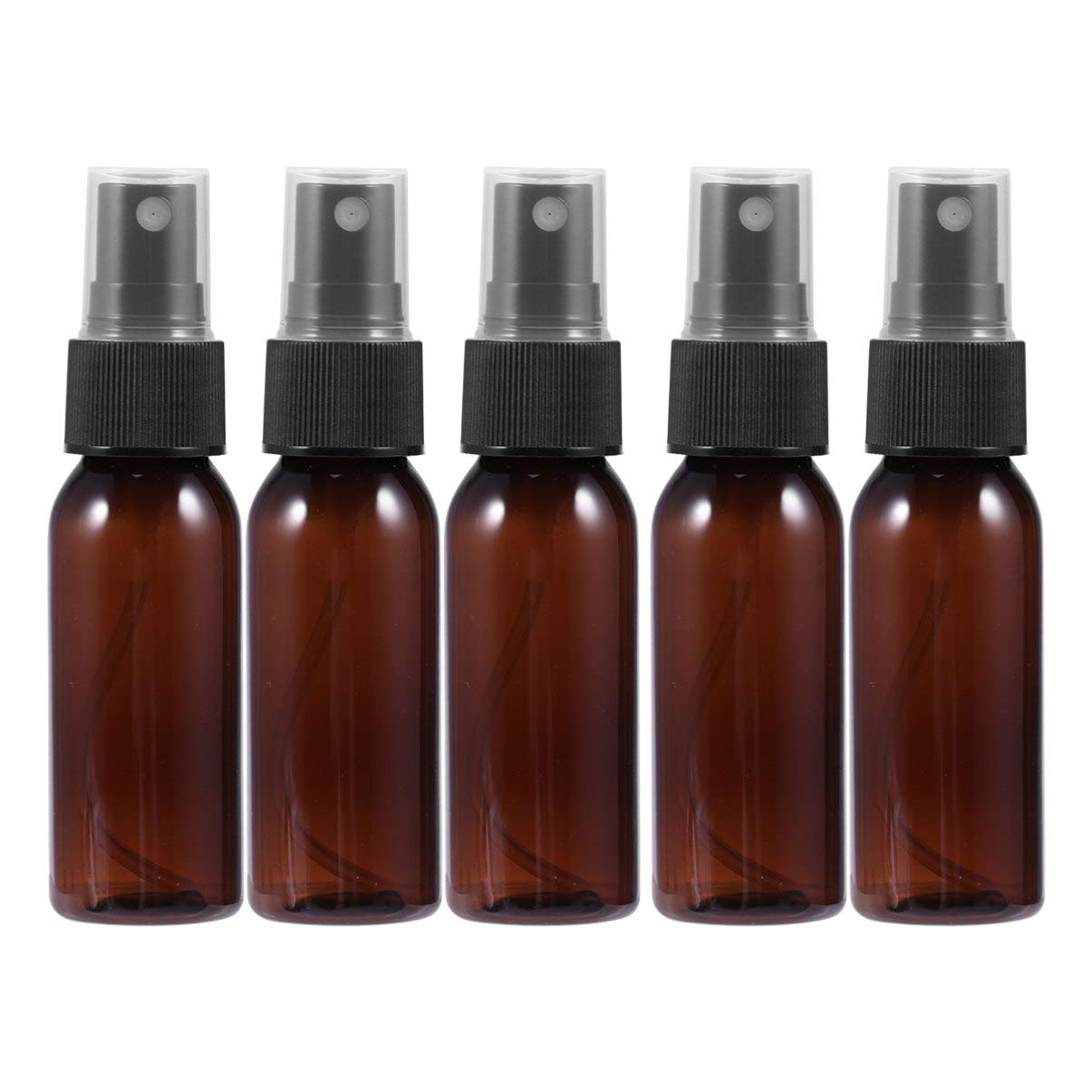 Beaupretty 10pcs Plastic Empty Spray Bottles Black Trigger Sprayer Mini Refillable Container for Water Essential Oils Make Up 30ml (Brown)