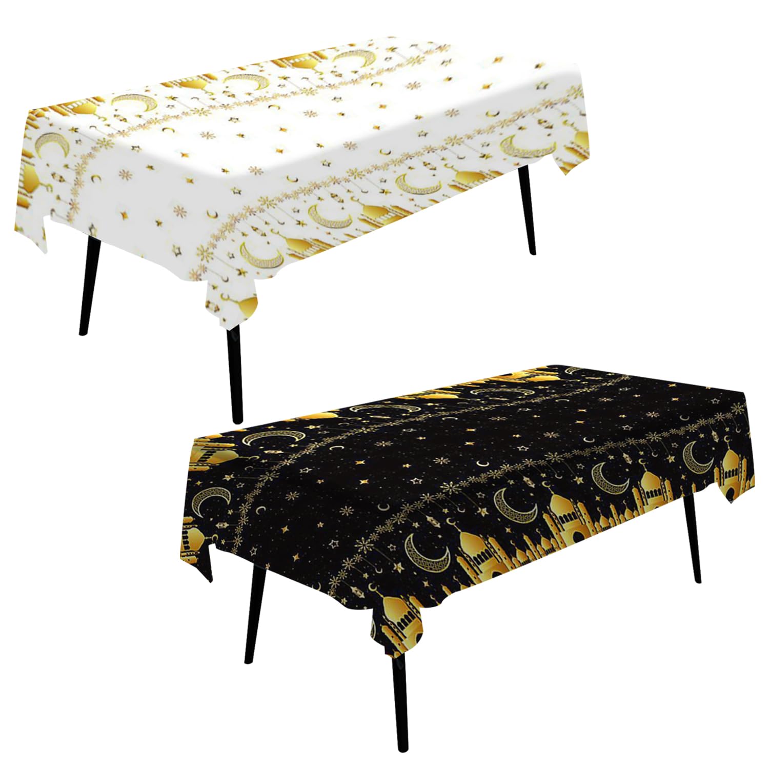 BEIBXHQQ 2 Pieces Moon Themed Tablecloth for Ramadan, Umrah Mubarak, Eid, Church, and Crayfish - Table Decoration Cloth