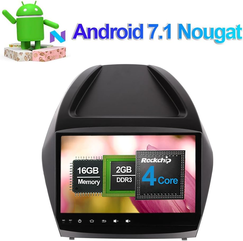 9.1 Inch Android 7.1 Car Stereo Full Touch In Dash Car Radio Head Unit with Bluetooth GPS Navigation for Hyundai Tucson Ix35 2009-2014 Support FM AM RDS Mirror Link 3G WIFI 1080P Video AV Output