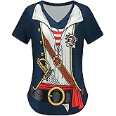 Eymitory Womens Pirate Costume Funny Pirates T-Shirt Cruise Shirts Accessories Halloween T Shirts