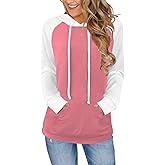Bosmeer Hoodies for Women Lightweight Long Sleeve Sweatshirt Loose Fit Color Block Tunic Tops with Pockets 2025