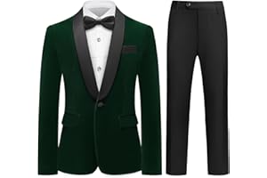 Lamgool Boys Velvet Tuxedo Suit 4 Piece Slim Fit Kids Formal Outfit Set with Blazer Dress Shirt Pant Bow Tie for Wedding