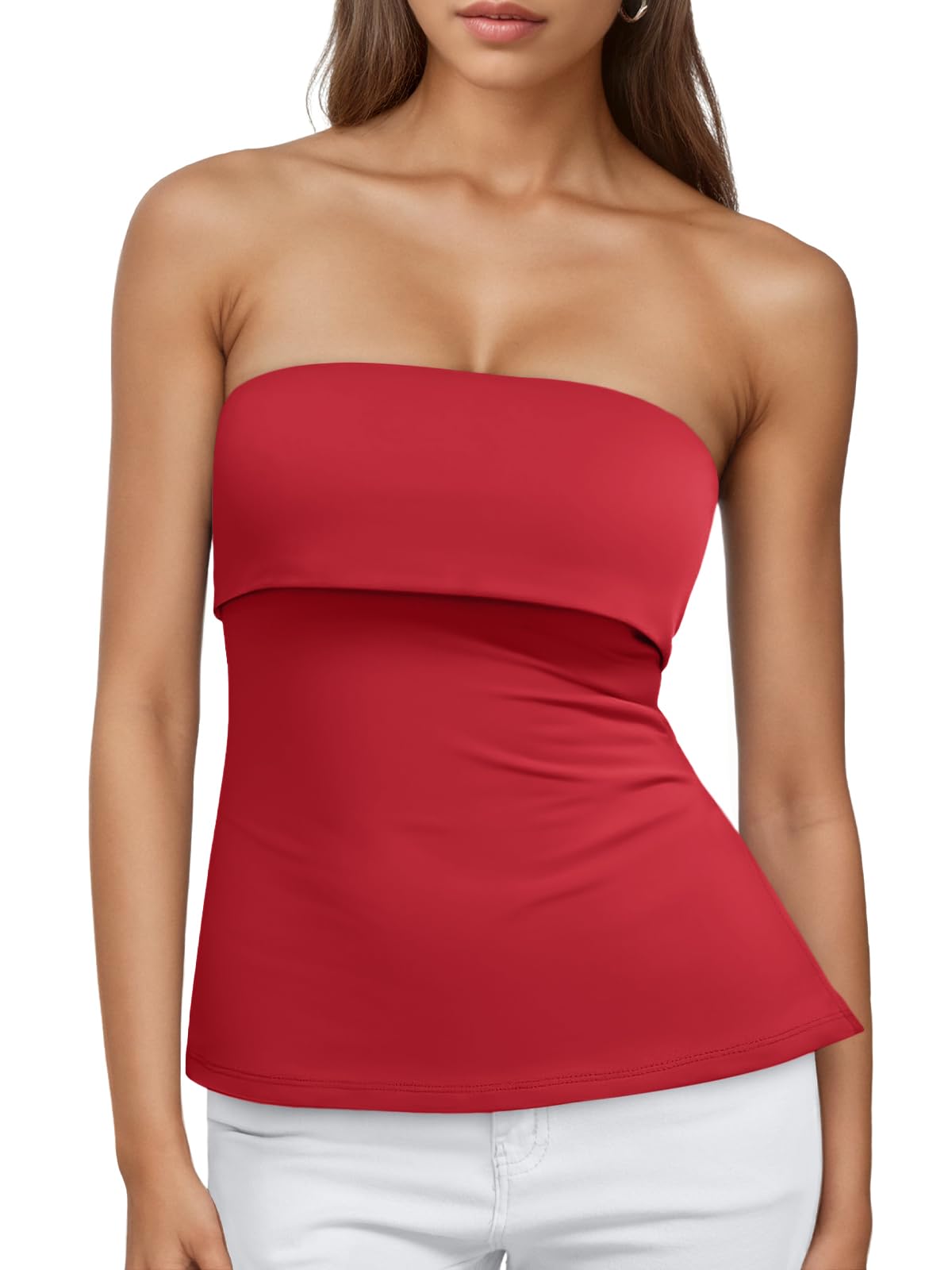 Photo 1 of Trendy Queen Going Out Tops for Women Summer Spring Tube Tops Cute Off The Shoulder Backless Corset Teen Girls Y2k Clothes Red M