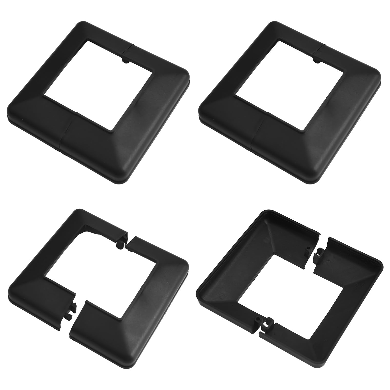 UFURMATE 4PCS Post Base Cover Plates, 80x80mm Plastic Post Skirt Cover, Black
