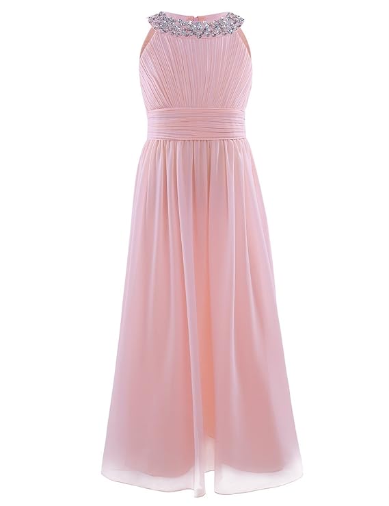 Tiaobug Kinder Mädchen Kleid festlich Lange Brautjungfern Kleider Hochzeit Blumensmädchenkleid Prinzessin Party Kleid Gr. 104