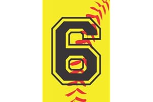 6 Journal: A Softball Jersey Number #6 Six Notebook For Writing And Notes: Great Personalized Gift For All Players, Coaches, And Fans (Yellow Red Black Ball Print)