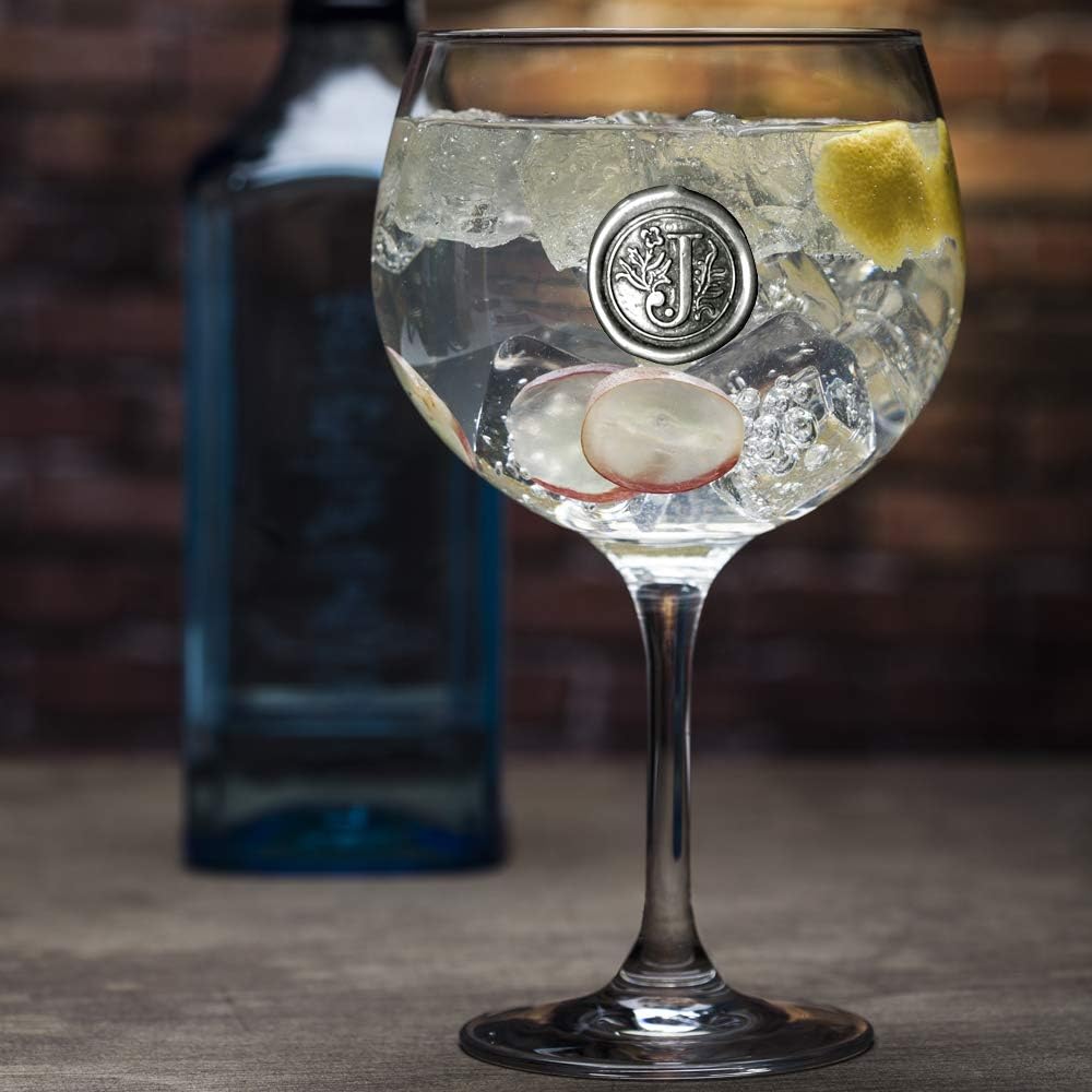 English Pewter Company Personalised Gin Glass with Your Choice of Initial, Unique Gift for Men or Women Birthdays