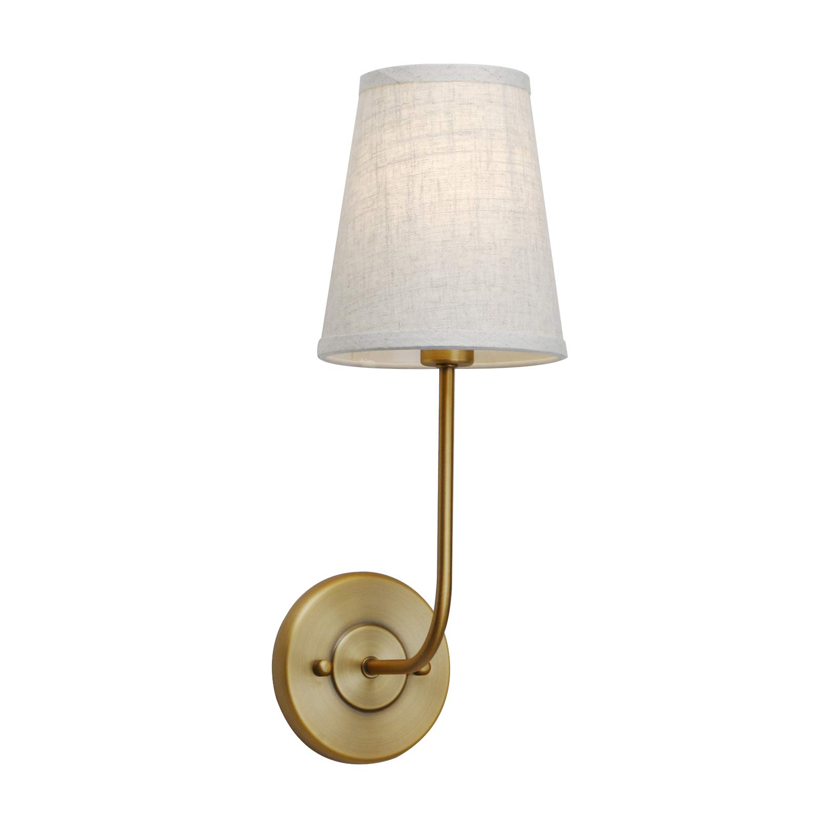 Photo 1 of PERMO Classic Wall Sconce with Flared Funnel Linen Fabric Shade Nightstand Rustic Wall Mount Lamps for Bedroom Bedside Reading Room (Antique)
