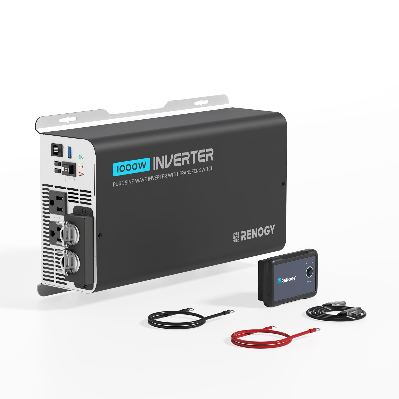 Photo 1 of Renogy Inverter PUH 1000 watt Pure Sine Wave Inverter, Built-in Transfer Switch and Bluetooth, Car Power Inverter 12V to 120V AC Converter for RV, Truck, Camping, Home, Emergency, Off-Grid Living