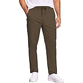COOFANDY Men's Casual Cotton Pants Regular Fit Elastic Waist Drawstring Twill Pants Straight Leg Chino Pants