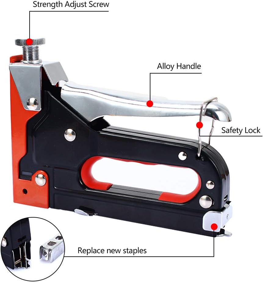 Staple Gun Kit with Remover and 3000 Staples Heavy Duty 3 in 1 Manual Steel Staple Gun for Decoration Floor Furniture : Office Products