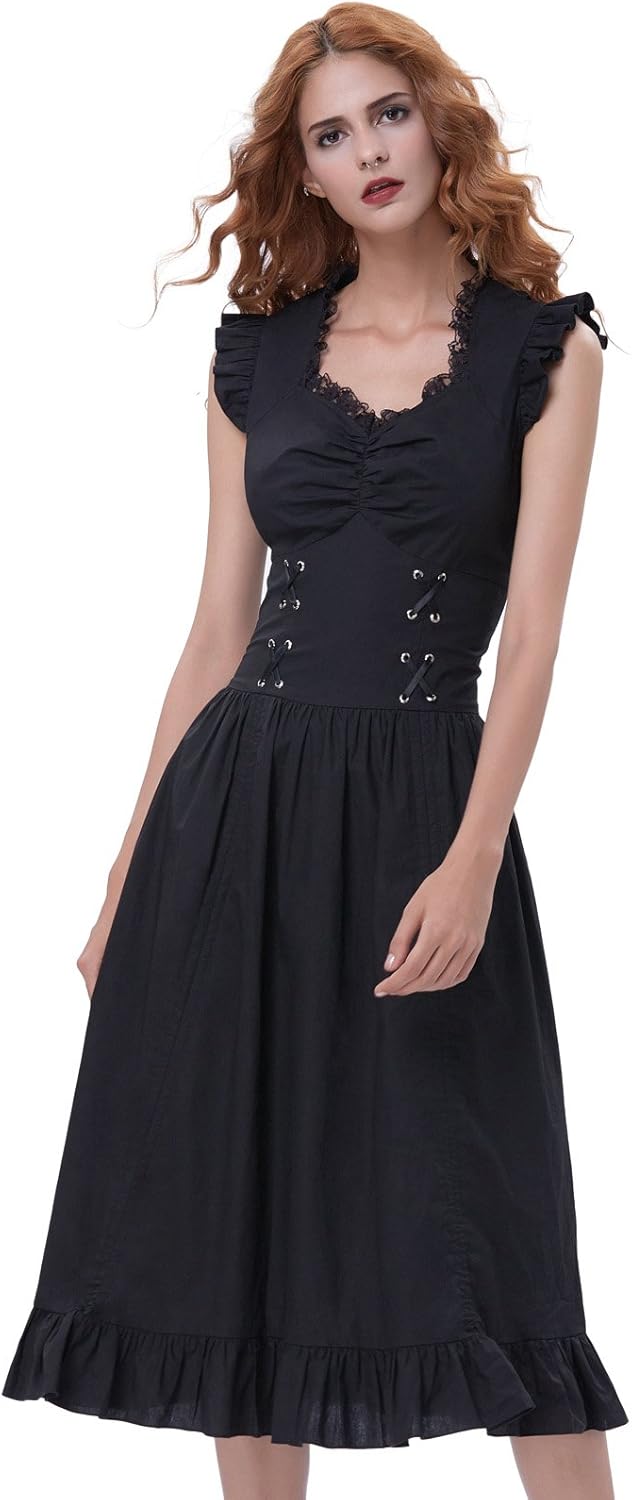 Belle Poque Steampunk Gothic Victorian Ruffled Dress Sleeveless Novelty More Women Fcteutonia05 De