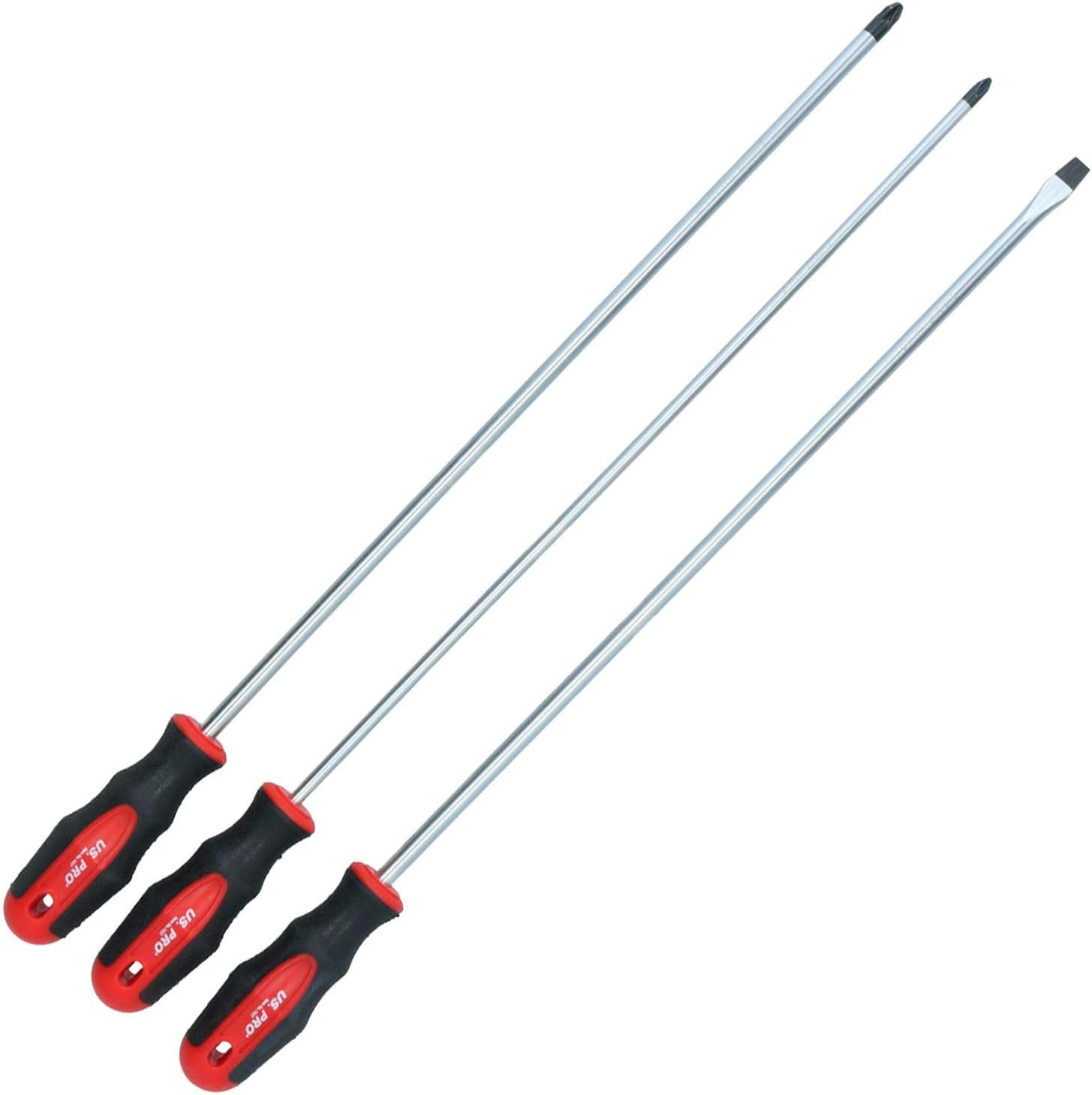 3pc Extra Long Screwdriver Set With Flat Pozi + Phillips Total Length