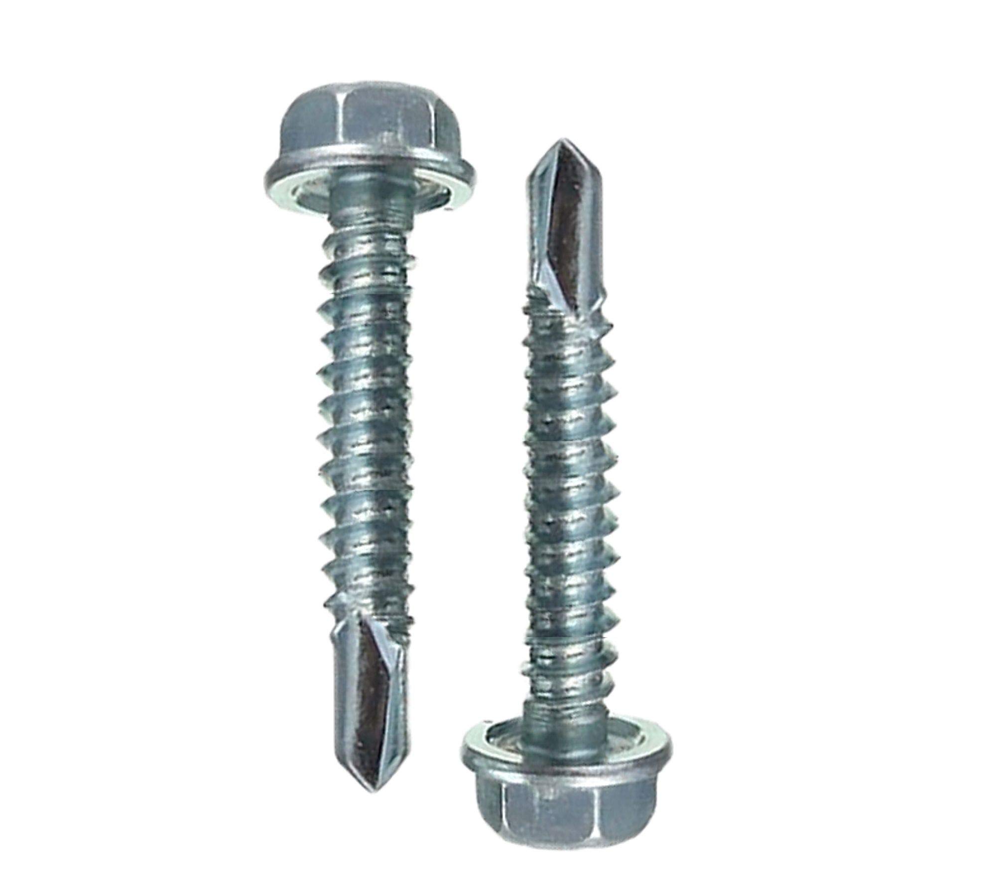 DOJA Industrial | Self Drilling Screws Without Washer | 6,3 x 25 | Pack 100 | Self Tapping Screws Metal | Hex Head Drill Screw Set | Hexagon Wood Screw Assortment for Aluminum Sheet, Steel Sheet