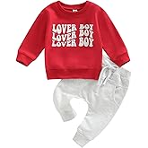 KtwHarnu Toddler Baby Boy Valentines Outfits Letter Print Long Sleeve Sweatshirt Sweatpants Set Valentine Clothes Set