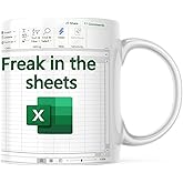Aigori Funny Excel Coffee Mug, Freak In The Sheets Mug, Spreadsheet Excel Cup, Gifts for CPA CFO Coworkers Accounting Boss Friends, Novelty Gifts for Birthday Christmas New Year Men Women