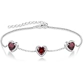 Lwsary Love Heart Bracelet 925 Sterling Silver Halo Heart Birthstone Bracelet Jewelry Gifts for Women