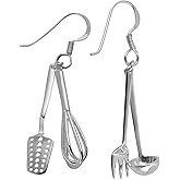 Sterling Silver Kitchen Cooking Utensil Dangle Earrings with French Ear Wires