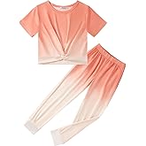 Arshiner Girls Clothing Sets Tie Dye Twist Front Tops & Sweatpants Outfits Sportwear Sweatsuits Tracksuits 4-13 Year