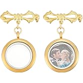 UNICRAFTALE Bowknot Photo Locket Pendants Brooches Metal Memorial Pendants Bouquet Photo Charm for Jewelry Making