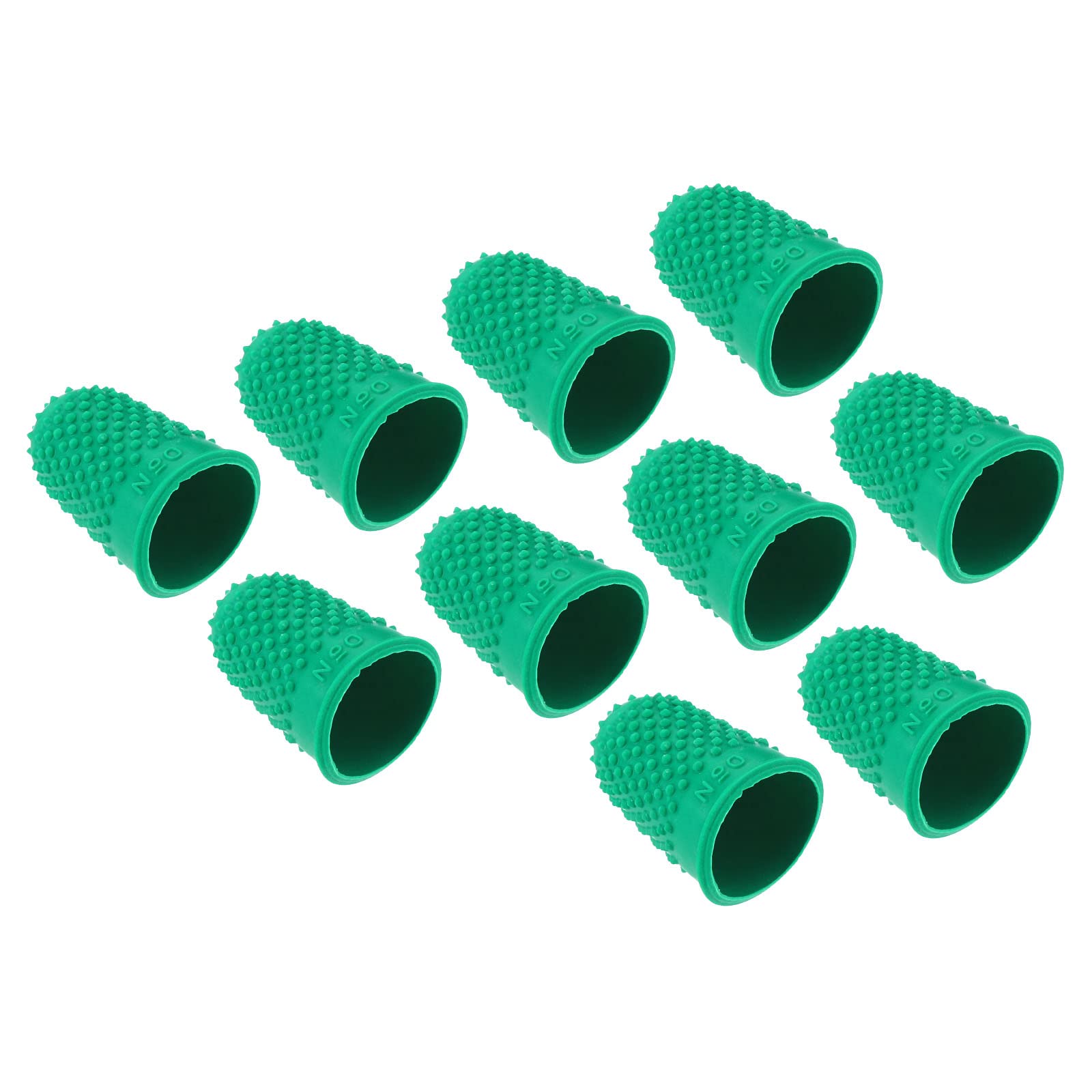 PATIKIL 0.71x1.1 Inch Rubber Finger Tips, 10 Pack Silicone Thumb Fingertip Protector Covers Guard Pads Thimble Grips for Office Counting Sewing, Green Small Size
