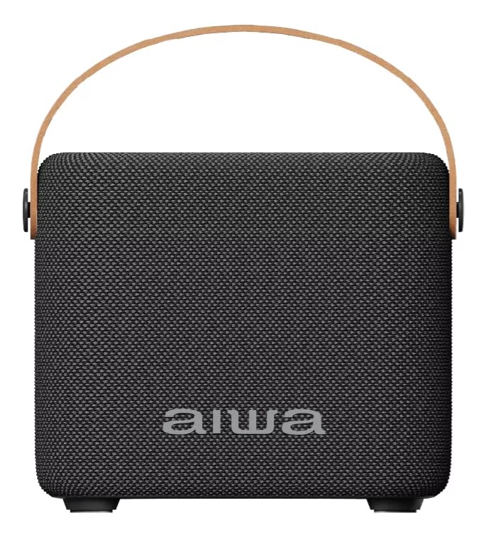 Aiwa Bocina Portátil AWS70BTB Bluetooth 5.3 con 14W, luz LED de Atardecer, batería 2000 mAh, IPX4 Resistente a Salpicaduras, Entrada USB y AUX, diseño Compacto Color Negro