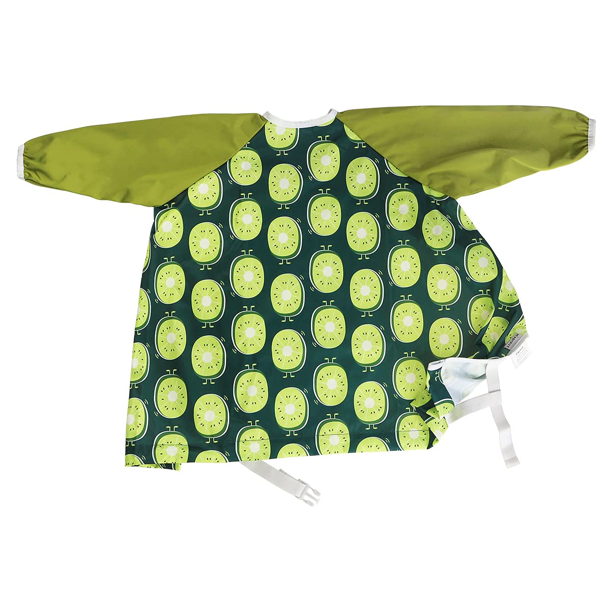 Hisprout Waterproof Unisex Infant Toddler Baby Long Sleeve Bib, Reusable Weaning Bib, Cover all BLW Bibs- Attaches to Any Highchair (Kiwifruit)