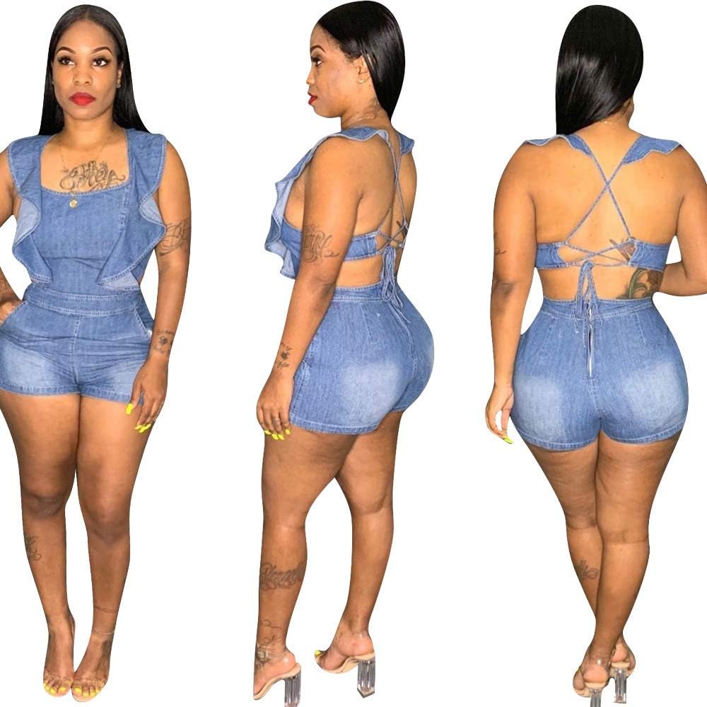 tight denim playsuit