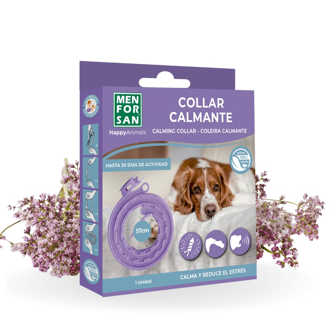 MENFORSAN Calming Collar for Dogs | With Natural Valerian | Calm and Reduce Stress | Effect 30 days | Adjustable length 57 centimeters