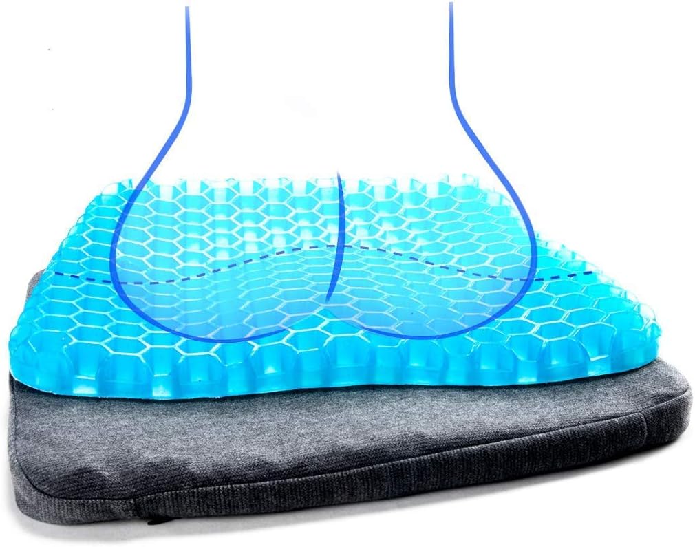Decormy Gel Seat Cushion Coccyx Seat Support Premium Air Circulation Advanced Elastic Cool Gel Seat Cushion Ergonomic Designed for Office Chair Car Seat Wheelchair (Single-Layer)