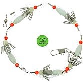 Squid Catcher, 63 Inches, 6.4 oz, Glow in Dark Color, 5 Pcs | for Saltwater Squid Jigging, Weighted Clasp Setup, Night Fishing and Squid Trips