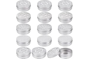 BENECREAT 15 Pack 2 oz Aluminium Tins With Hollow Lid, 5 Style Refillable Screw Lid Round Jars Sample for Cosmetic, Aromatherapy, Air Freshener, Candles, Travel Storage, Beads