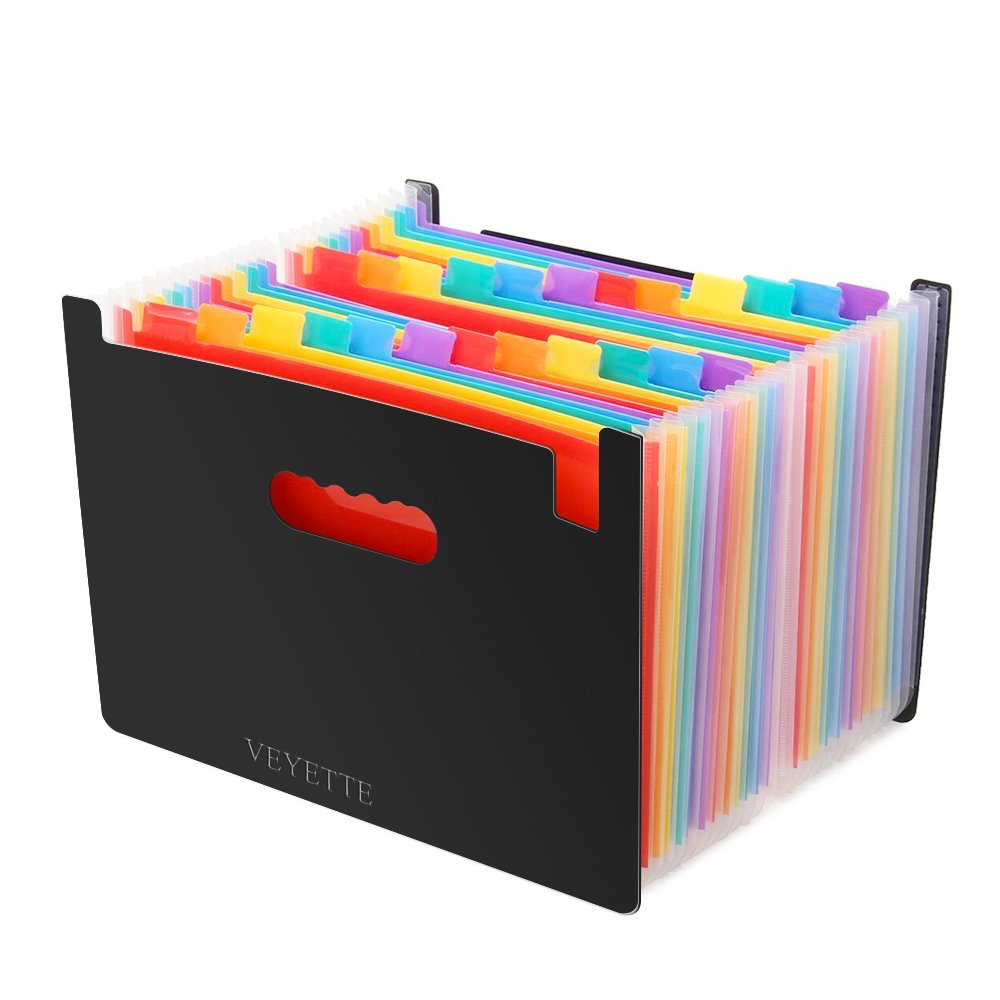 Buy File Folder Organizer, Veyette Heavy Duty Expanding File Wallet with Tabs for Home School