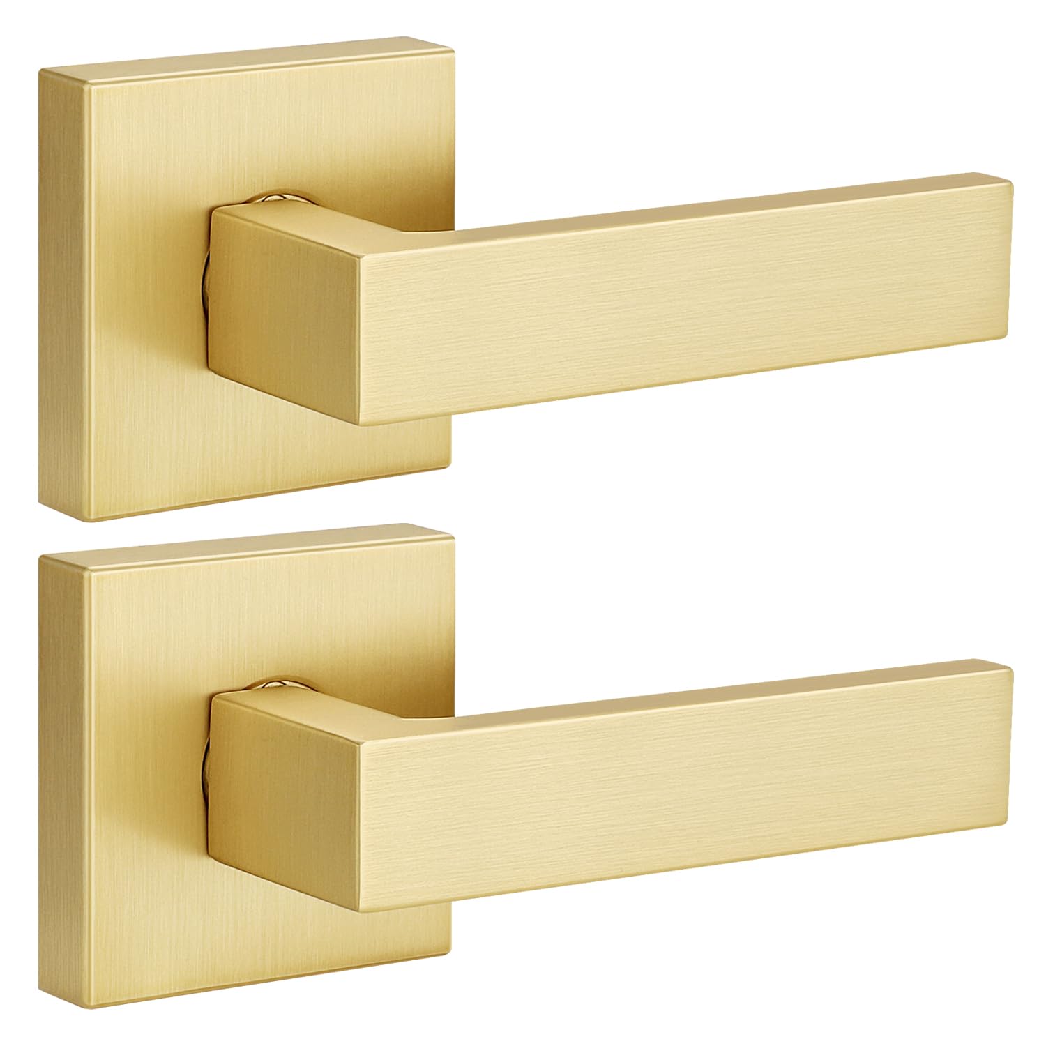 Photo 1 of EHOMEWARE 2 Pack Gold Dummy Door Handles, Interior Door Lever Single Sided Rear Mount, Heavy Duty Satin Brass French Closet Door Knobs