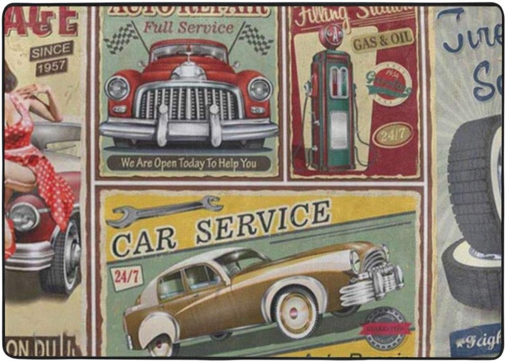 Raditional Bright Colorful Area Rug, Carpet 8460 in-Retro Posters Man Retro Service Grace Repair Shop Service