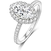 TOPROO Women's Ring, 925 Sterling Silver Plated Gold, Elegant Halo Engagement Ring for Her Women Stackable Bands Jewelry