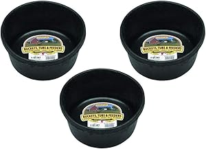 LITTLE GIANT 3 Pack of Corded Rubber Feed Pans, 2 Quart Capacity Each, for Dogs, Rabbits and Small Livestock