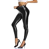 LIGHTBACK Women's Faux Leather Leggings Stretchy High Waist Tummy Control Pleather Pants Sexy PU Leather Tights
