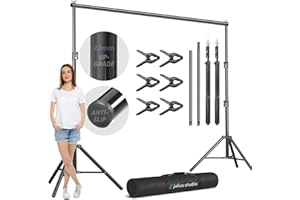 JS JULIUS STUDIO Julius Studio [Enhanced Stability] 10.1 x 7 ft. (W x H) Backdrop Stand, Adjustable Background Stand Support Kit, Telescopic Extendable Crossbars, Shock-Proof Rubbers, Anti-Scratch Shoes, JSAG576