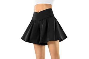 CITYOGA Flowy Ahletic Shorts for Women Butterfly Crossover Tennis Shorts 2 in 1 with Pockets