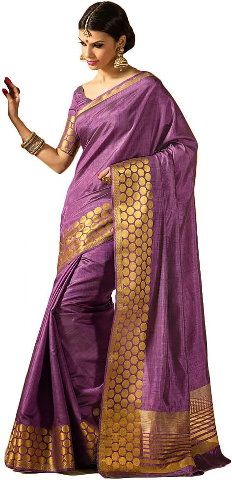 Shree Designer Sarees Women's Catchy Violet Kanchipuram Silk Saree With Two Blouses