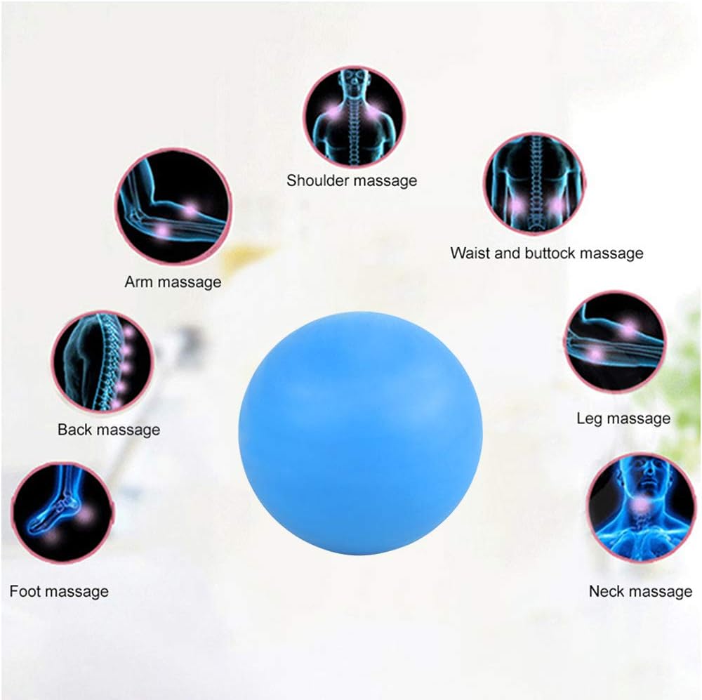WOVTE Massage Lacrosse Ball for Sore Muscles, Shoulders, Neck, Back, Foot, Body, Deep Tissue, Trigger Point, Muscle Knots, Yoga and Myofascial Release (Blue): Health & Personal Care