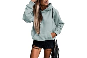 SHEWIN Women's Casual Hoodies Long Sleeve Solid Lightweight Pullover Tops Loose Sweatshirt with Pocket