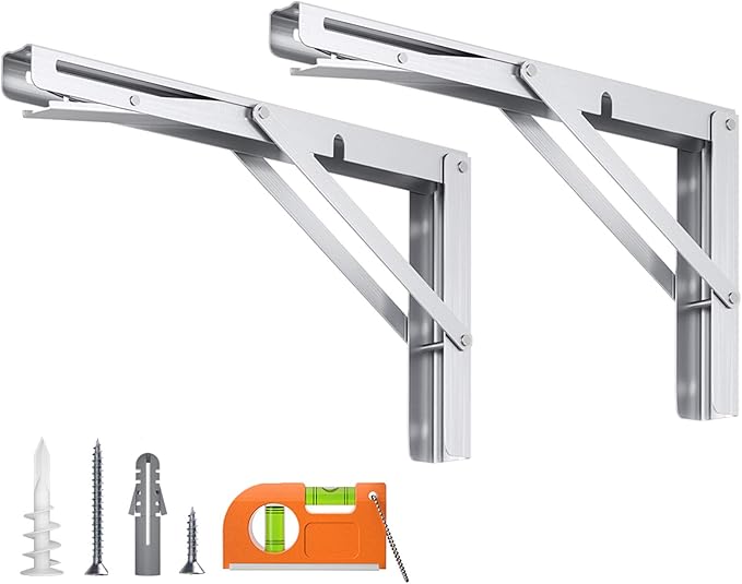 LuckIn Folding Shelf Brackets 20 Inch Loading 300lb, Wall Mounted Heavy