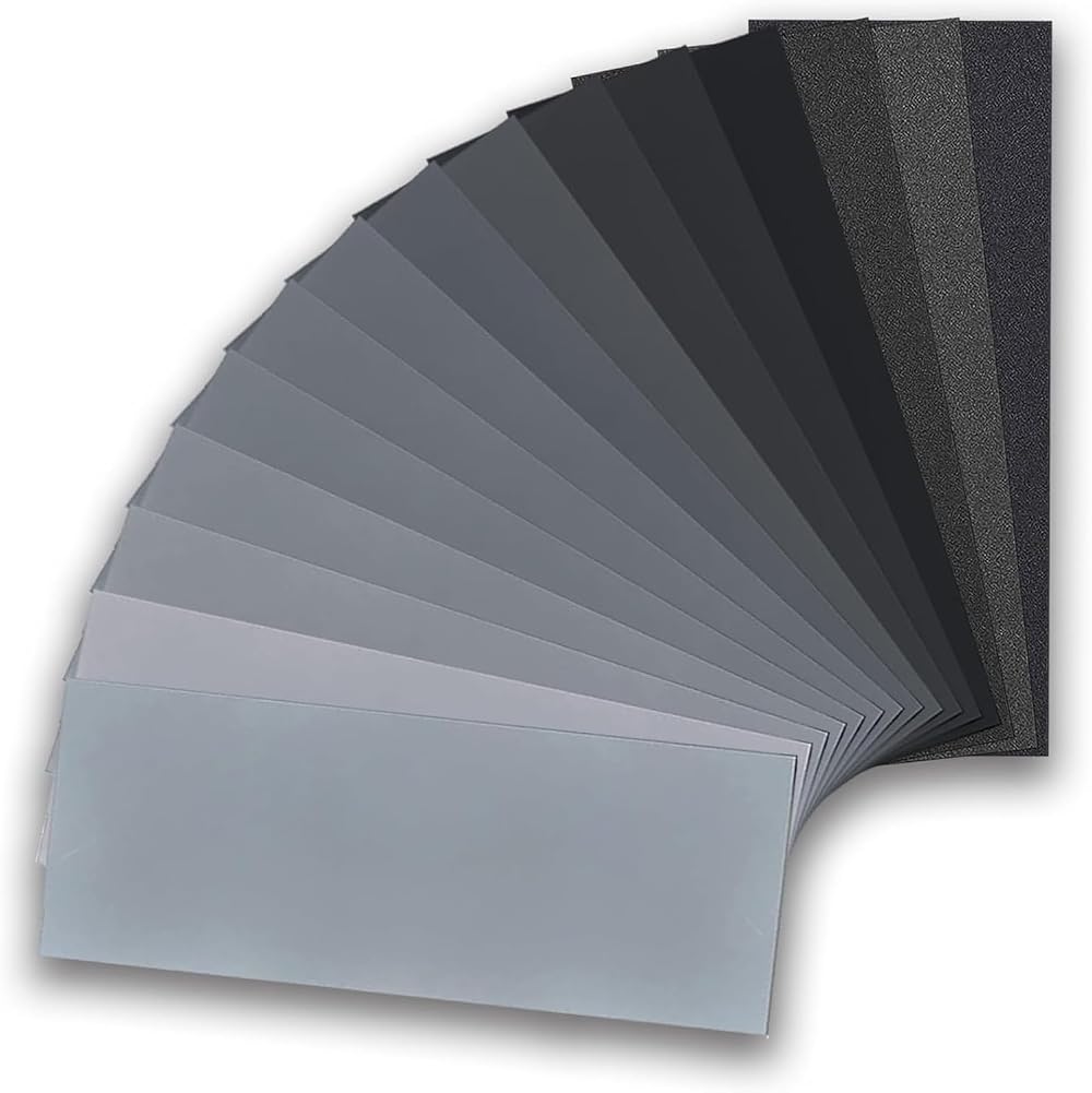 Tomoyuki 15 Pcs Wet Dry Sandpaper Set 80-3000 Grit 9x3.6 in Silicon Carbide