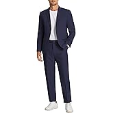 COOFANDY Men's 2 Piece Linen Suits Set Regular Fit Casual Linen Lightweight Suit Summer Beach Wedding