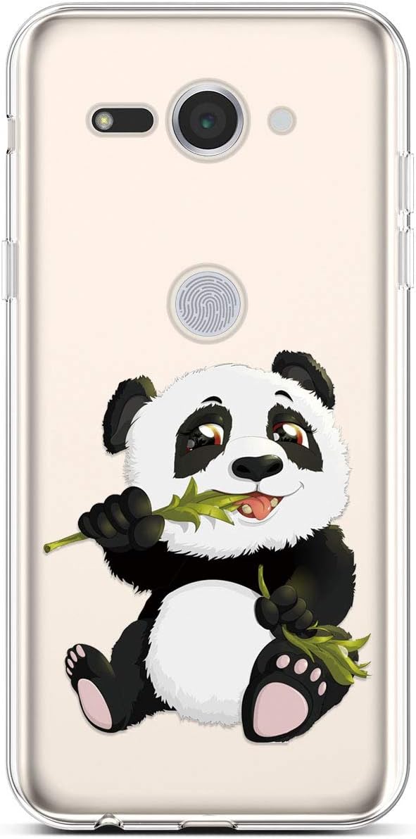 Robinsoni Case Compatible with Sony Xperia XZ2 Compact Soft Silicone TPU Case Glossy Gel Rubber Cover Ultra Soft Flexible Transparent Crystal Flowers Case Ultra Thin Glitter Case Cover,Panda Bamboo