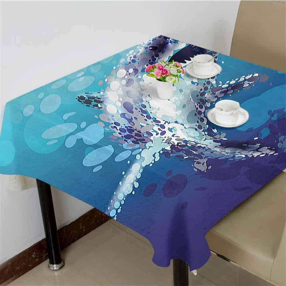dsdsgog Multifunctional Table Cover Digital Made Psychedelic Shark Figure with Droplets Scary Atlantic Beast,36x36 inch Banquet Square Tablecloth