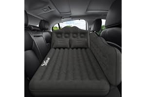 Uncle elk Car Air Mattress Bed: Inflatable Back Seat Air Mattress for Car, Thickened Camping Sleeping Pads with 2 Pillows & Air Pumps, Fits Sedan/Truck/SUV, Black
