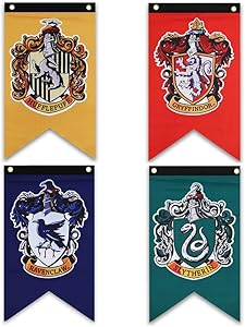Harry Potter Hogwarts House Wall Banners, Ultra Premium Double Layered Indoor Outdoor Party Flag - Gryffindor, Slytherin, Hufflepuff, Ravenclaw 4pc Set Collection 50''X30''